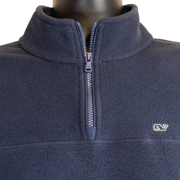 Vineyard Vines Womens Medium Fleece Navy Blue 1/4 Zip Pullover - Picture 3 of 14